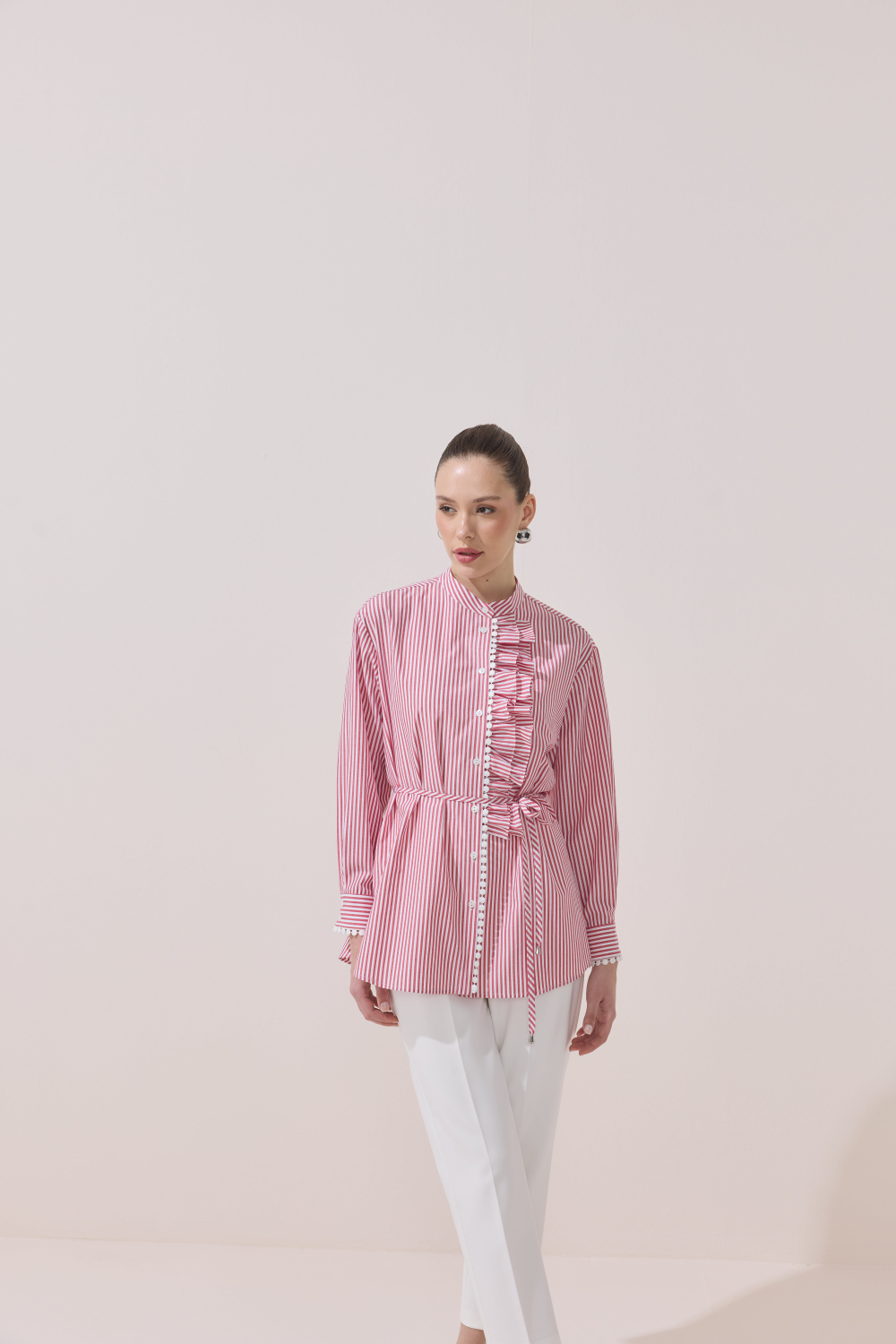 FİSTOLU ÇİZGİLİ TUNİK KIRMIZI - 2