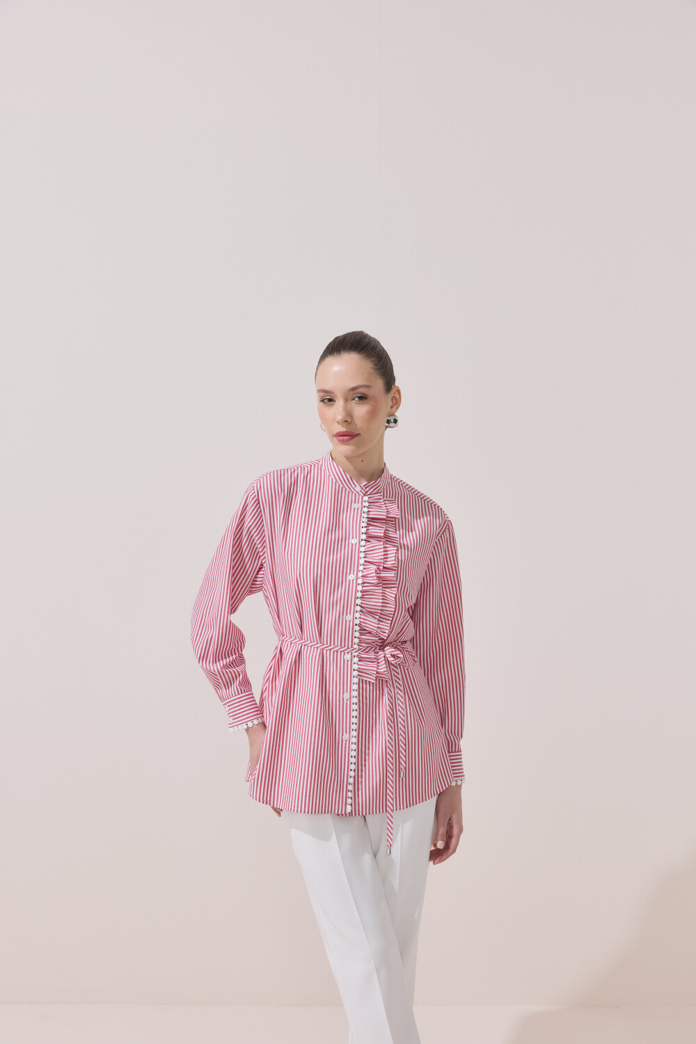 FİSTOLU ÇİZGİLİ TUNİK KIRMIZI - 9