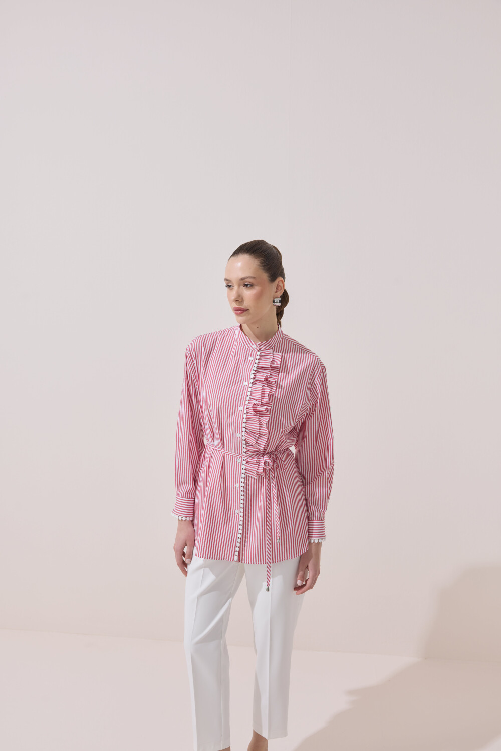 FİSTOLU ÇİZGİLİ TUNİK KIRMIZI - 10