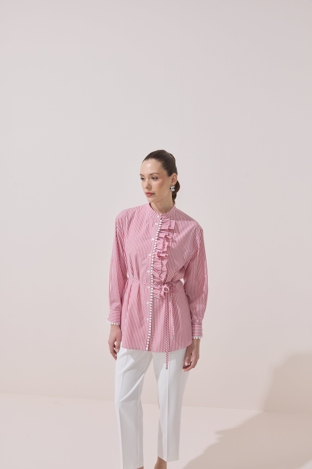 FİSTOLU ÇİZGİLİ TUNİK KIRMIZI - 10