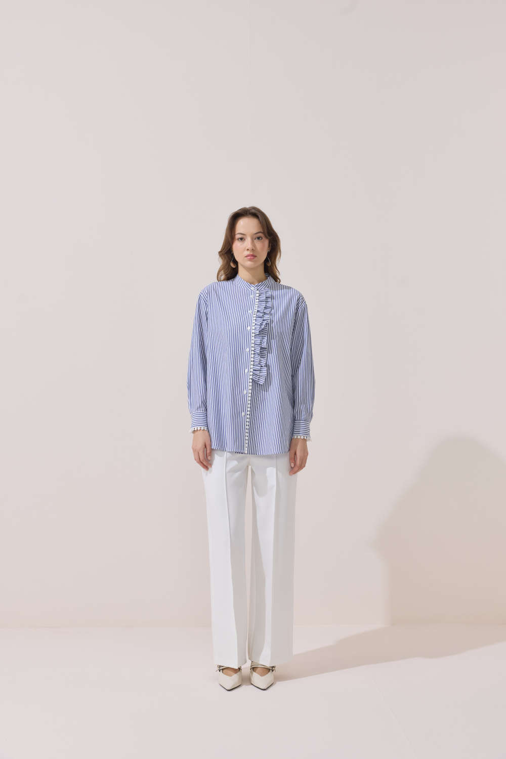 FİSTOLU ÇİZGİLİ TUNİK LACİVERT - 4