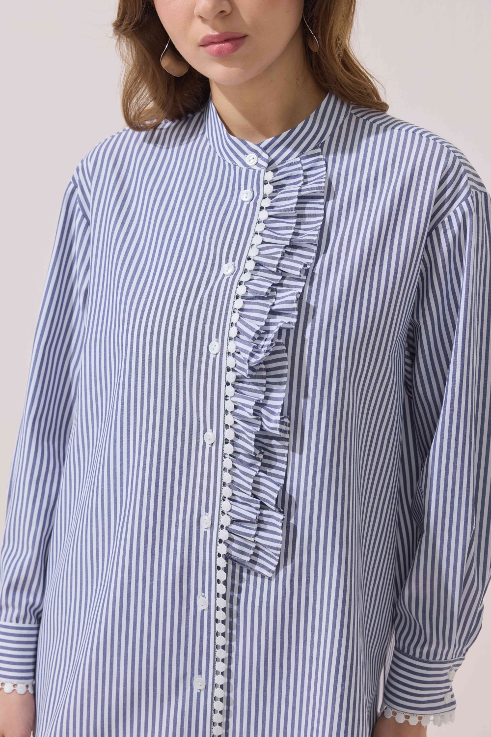 FİSTOLU ÇİZGİLİ TUNİK LACİVERT - 3