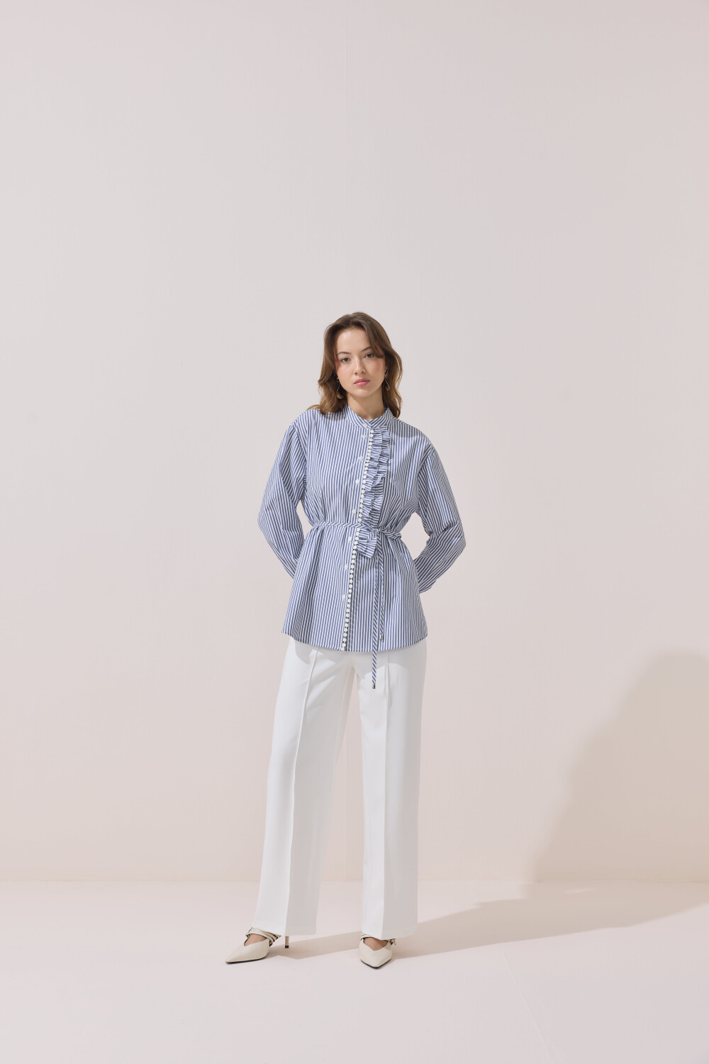 FİSTOLU ÇİZGİLİ TUNİK LACİVERT - 6