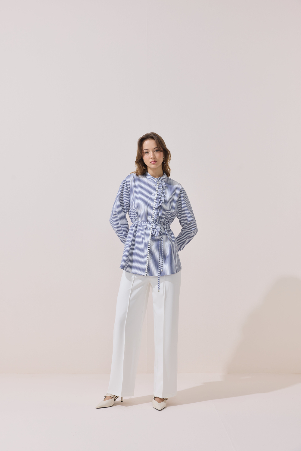 FİSTOLU ÇİZGİLİ TUNİK LACİVERT - 6