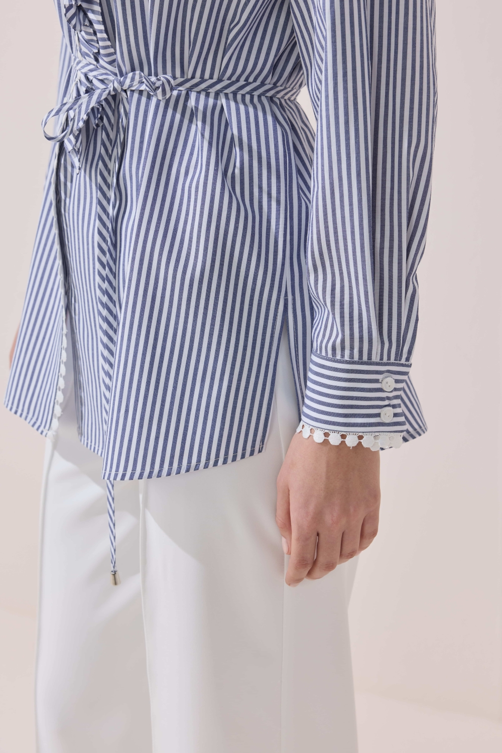 FİSTOLU ÇİZGİLİ TUNİK LACİVERT - 8