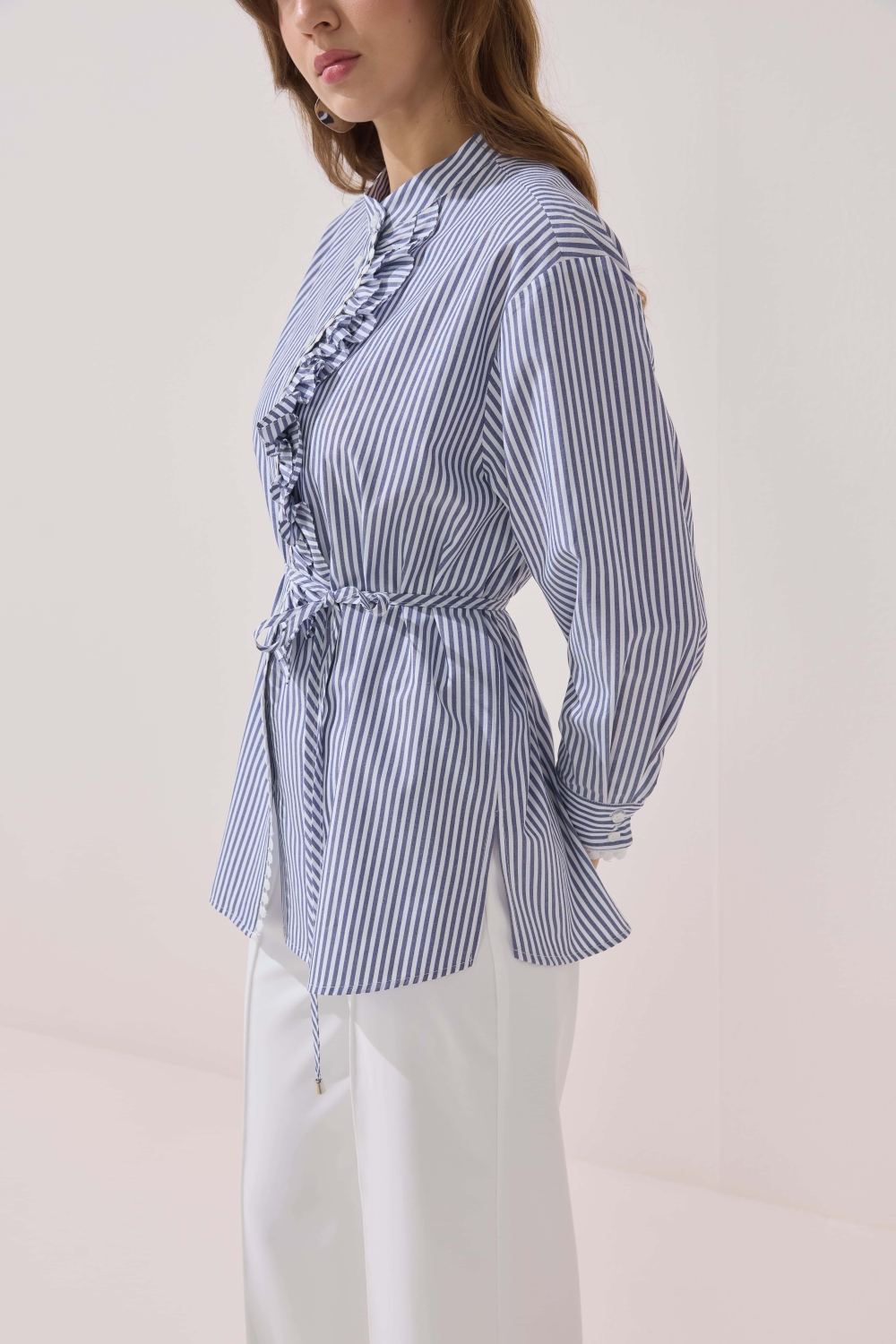 FİSTOLU ÇİZGİLİ TUNİK LACİVERT - 9