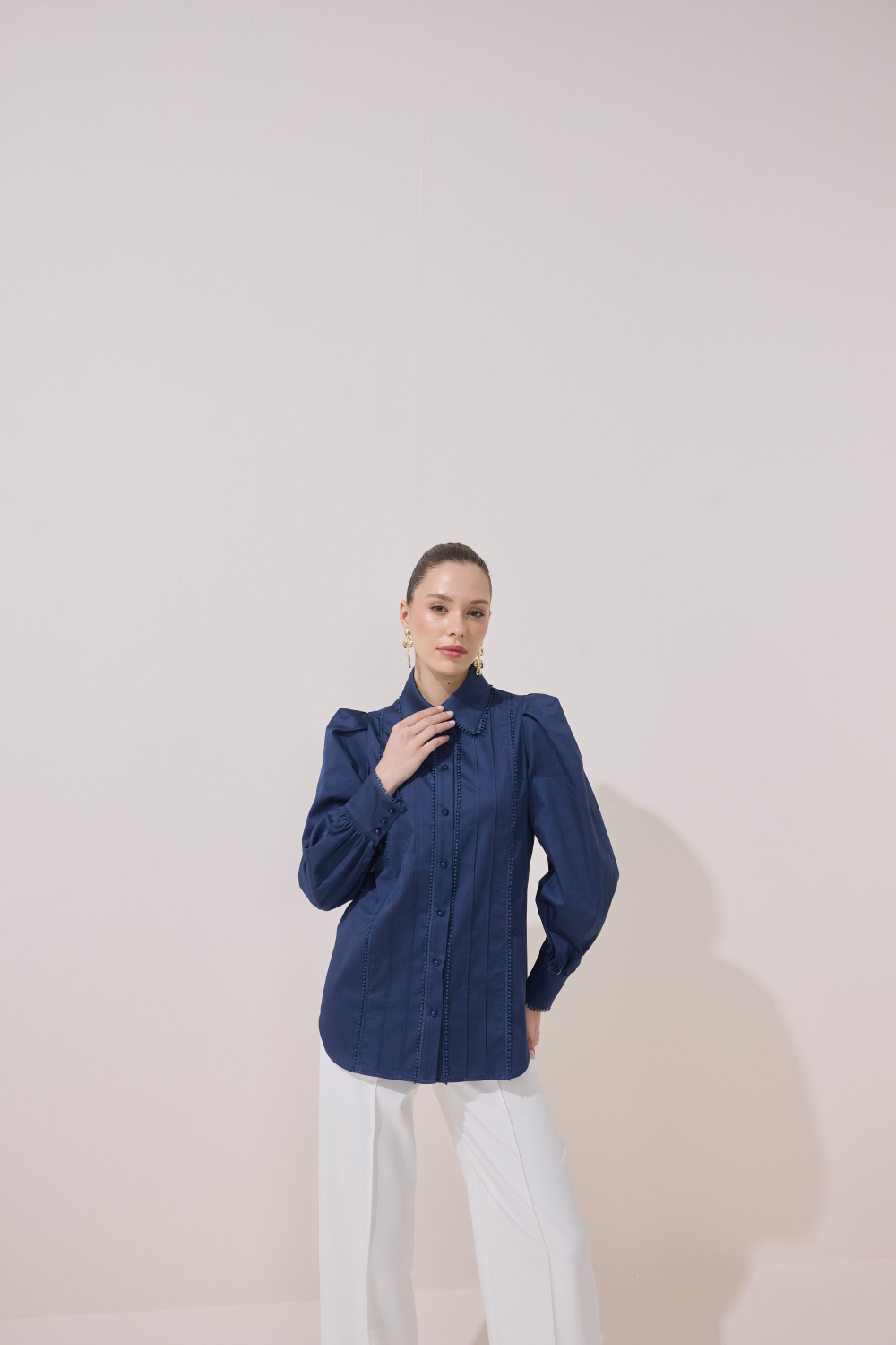 FİSTOLU GÖMLEK LACİVERT - 7