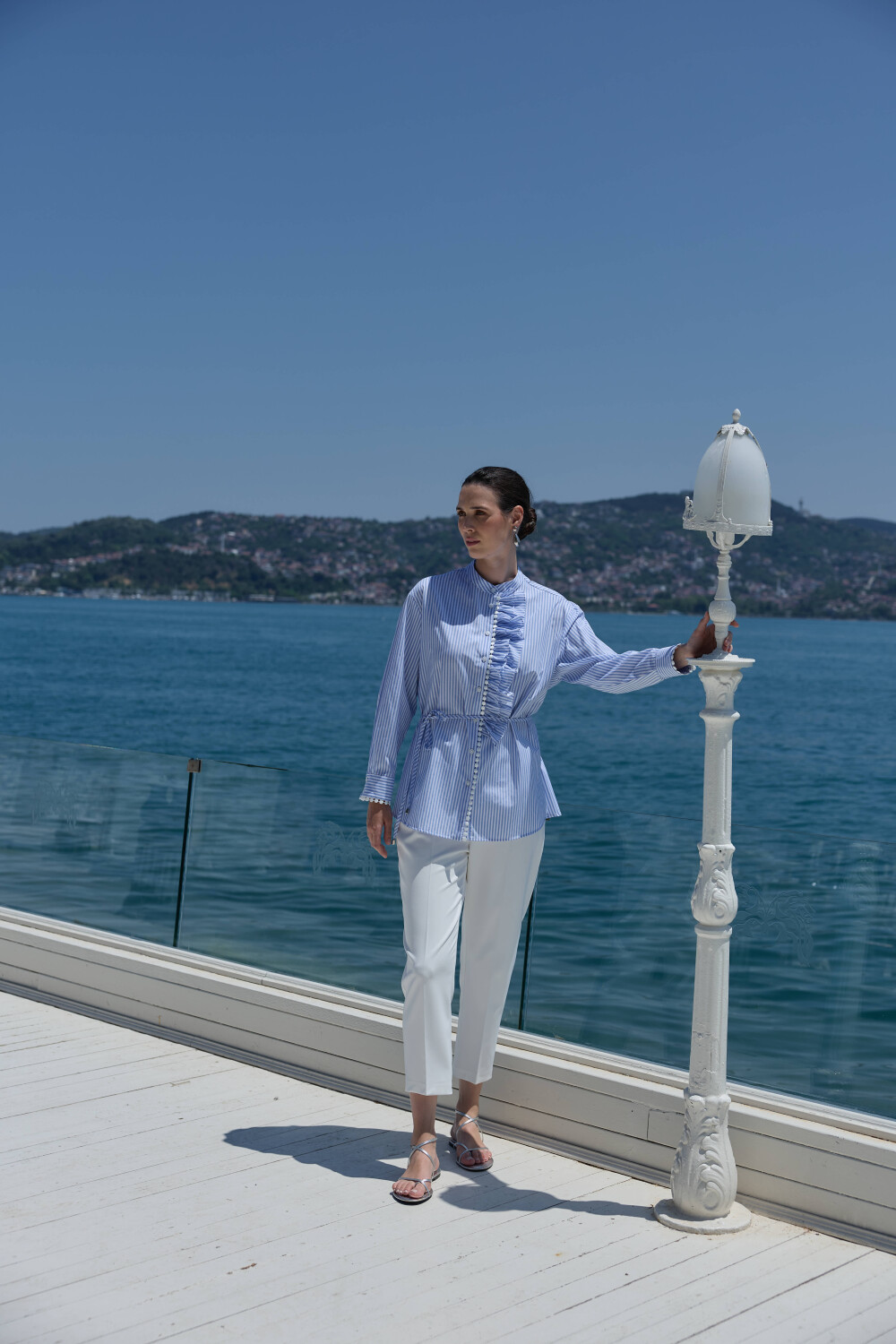 FİSTOLU ÇİZGİLİ TUNİK MAVİ - 3