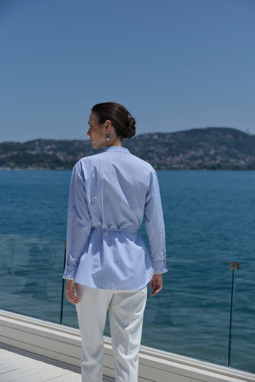 FİSTOLU ÇİZGİLİ TUNİK MAVİ - 6