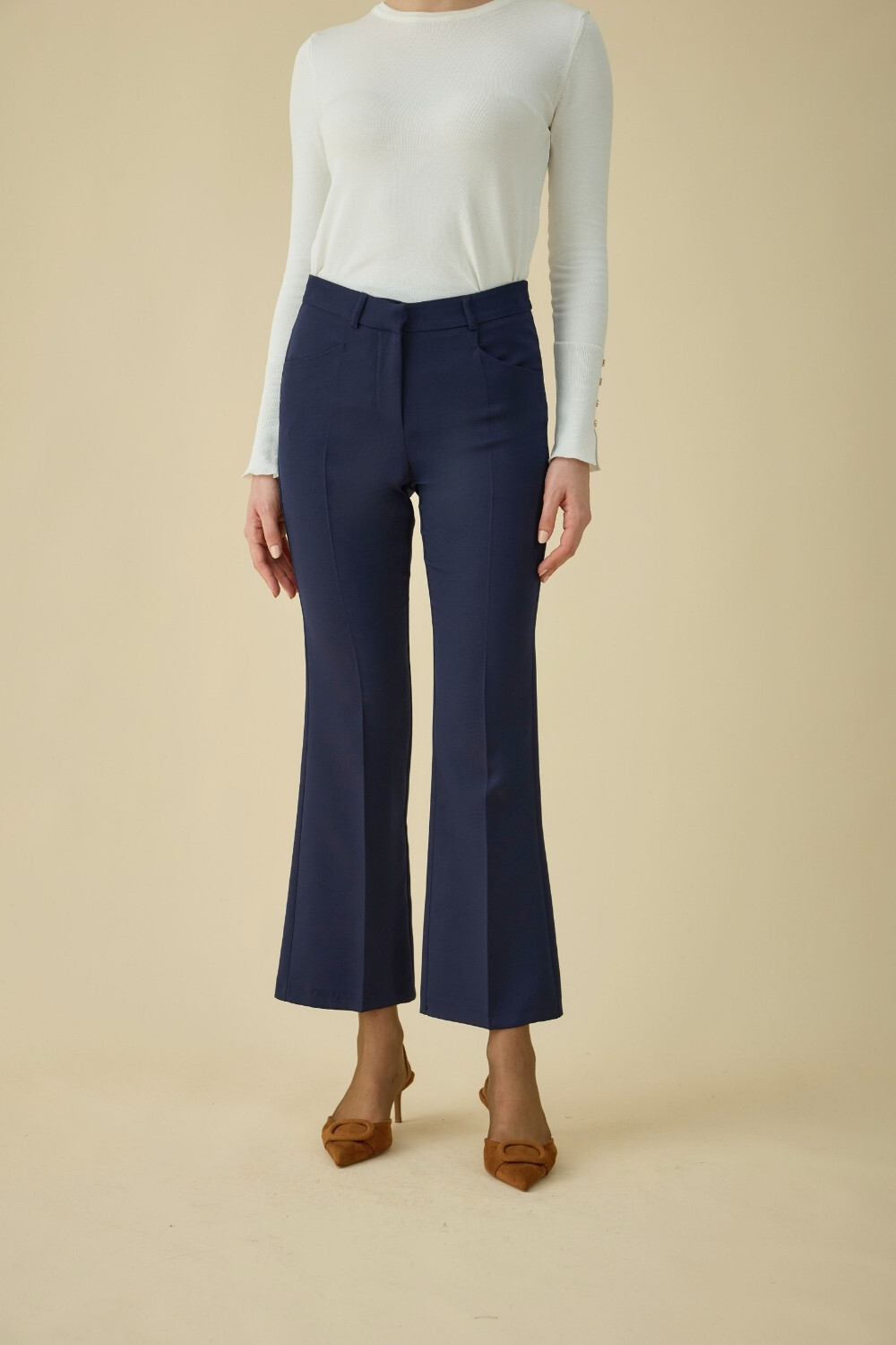 FLARE PANTOLON LACİVERT - 