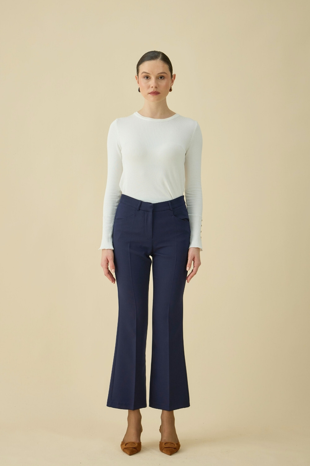 FLARE PANTOLON LACİVERT - 5