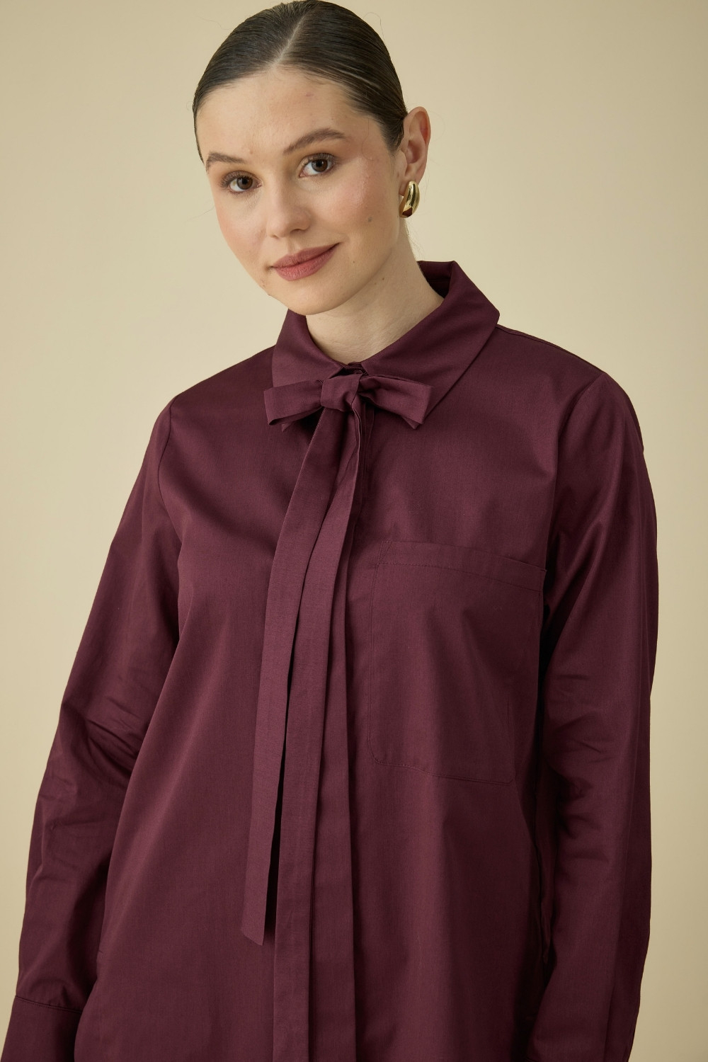 FULARLI GÖMLEK BORDO - 1