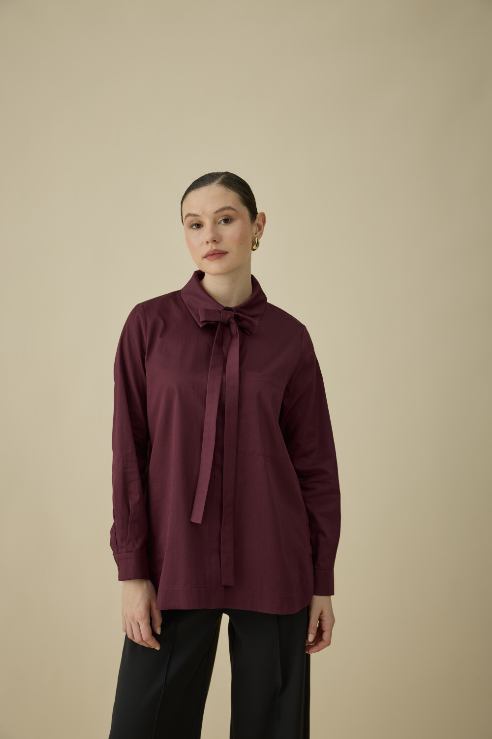 FULARLI GÖMLEK BORDO - 5