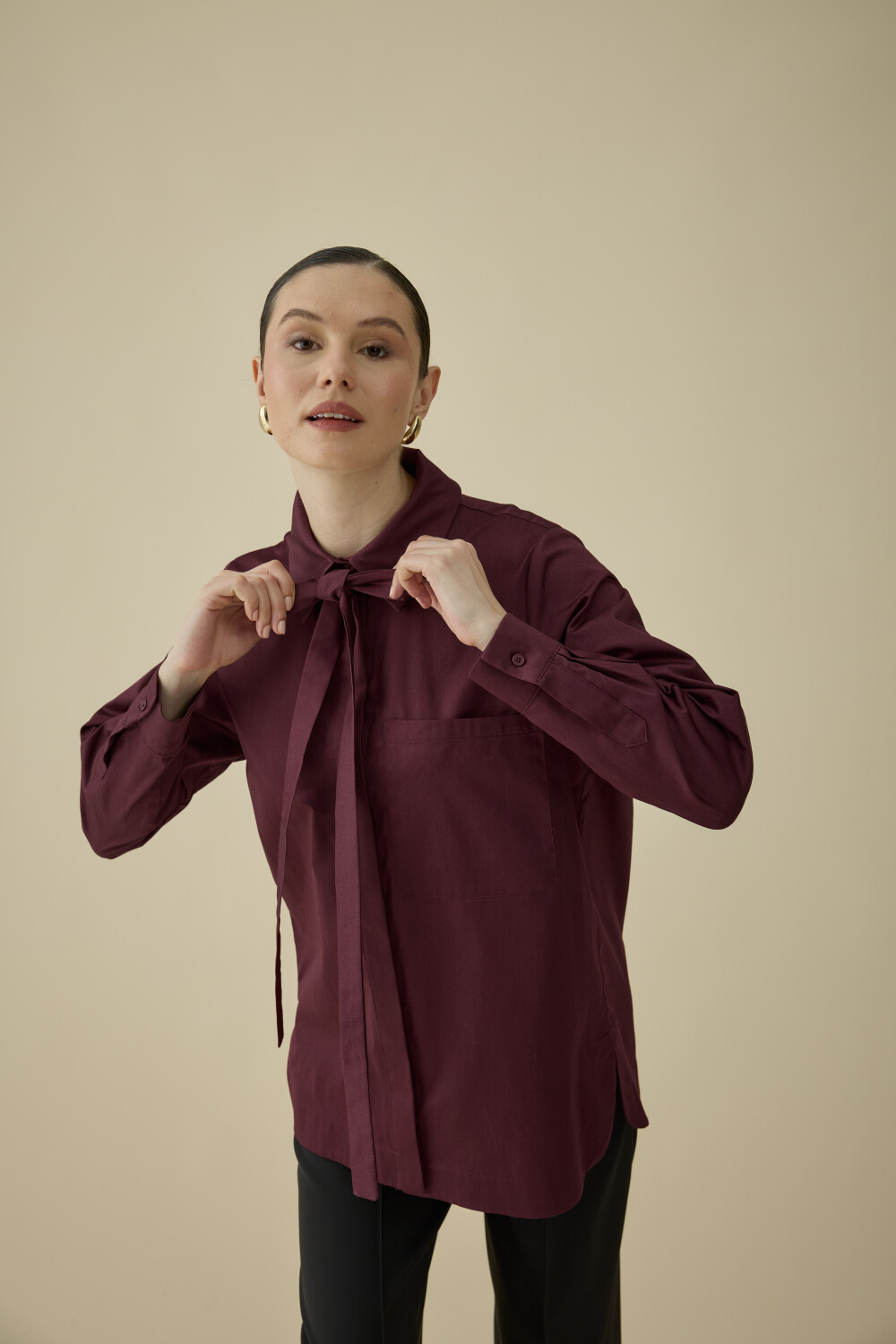 FULARLI GÖMLEK BORDO - 6