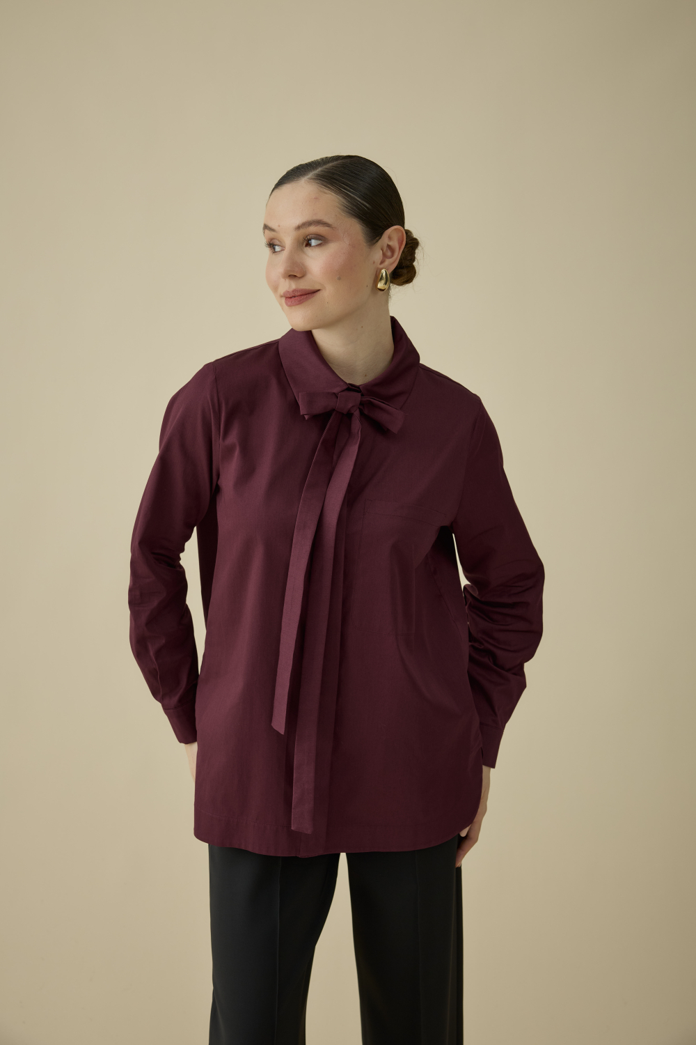 FULARLI GÖMLEK BORDO - 2