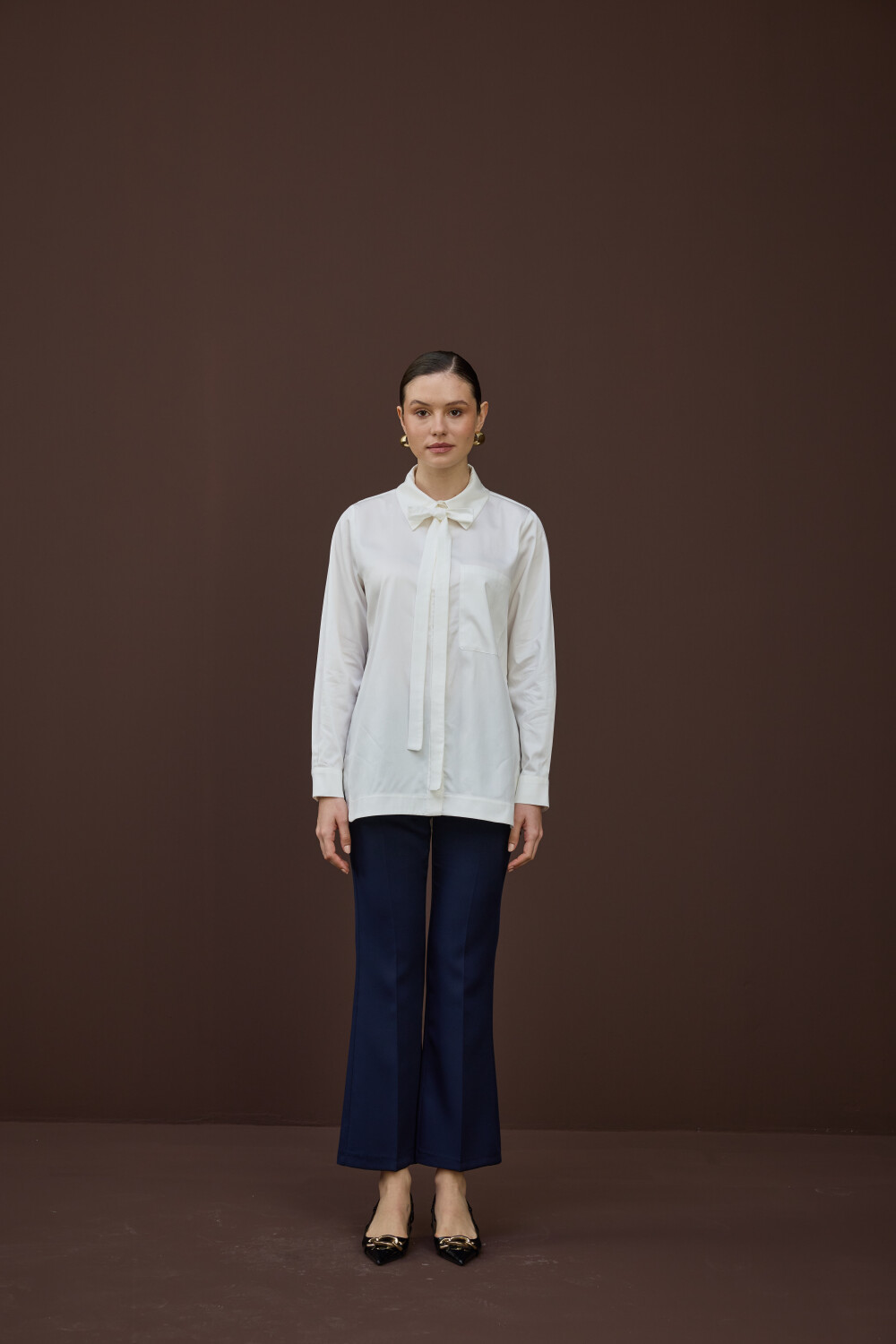 FULARLI GÖMLEK EKRU - 3