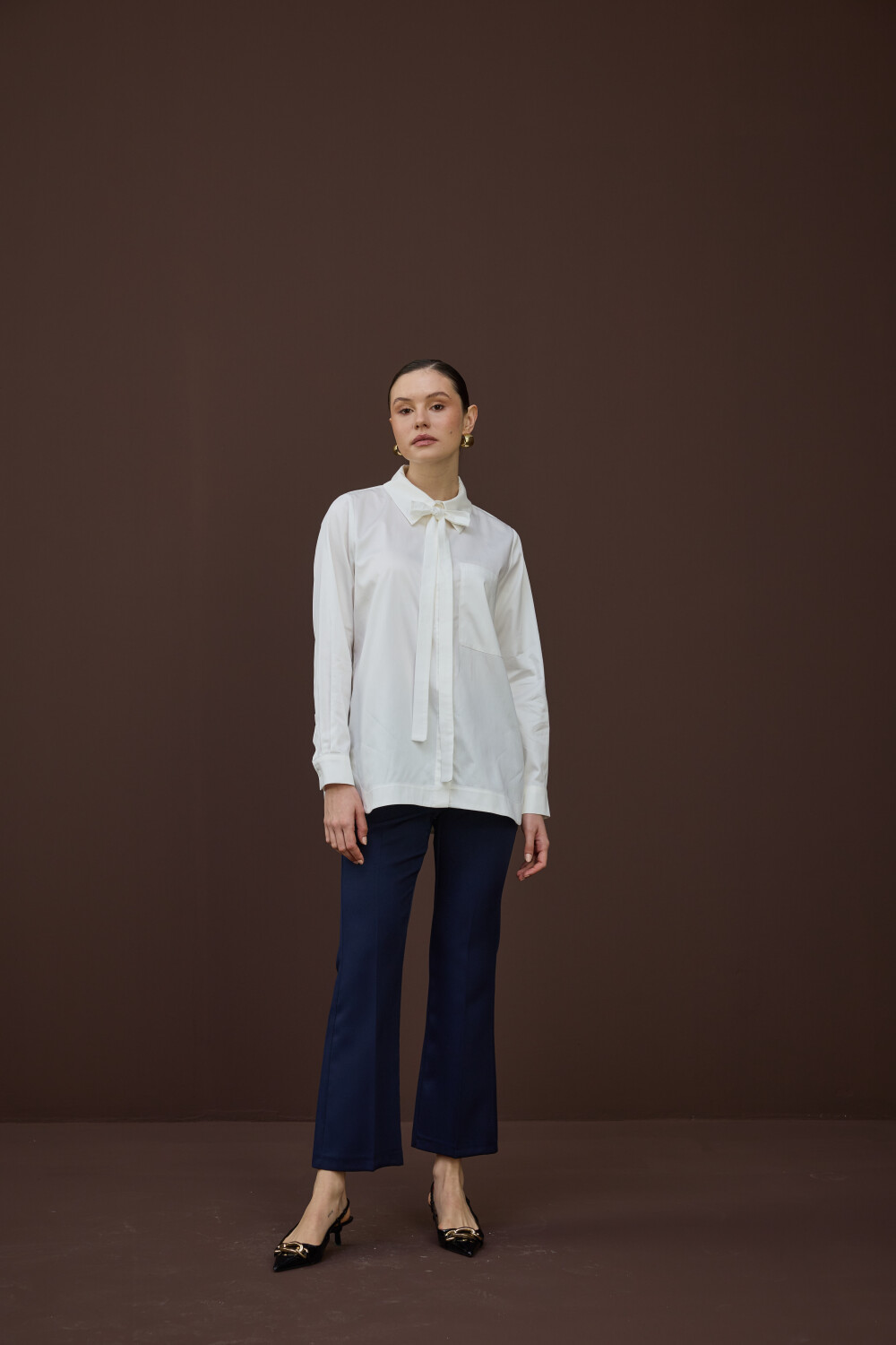 FULARLI GÖMLEK EKRU - 5