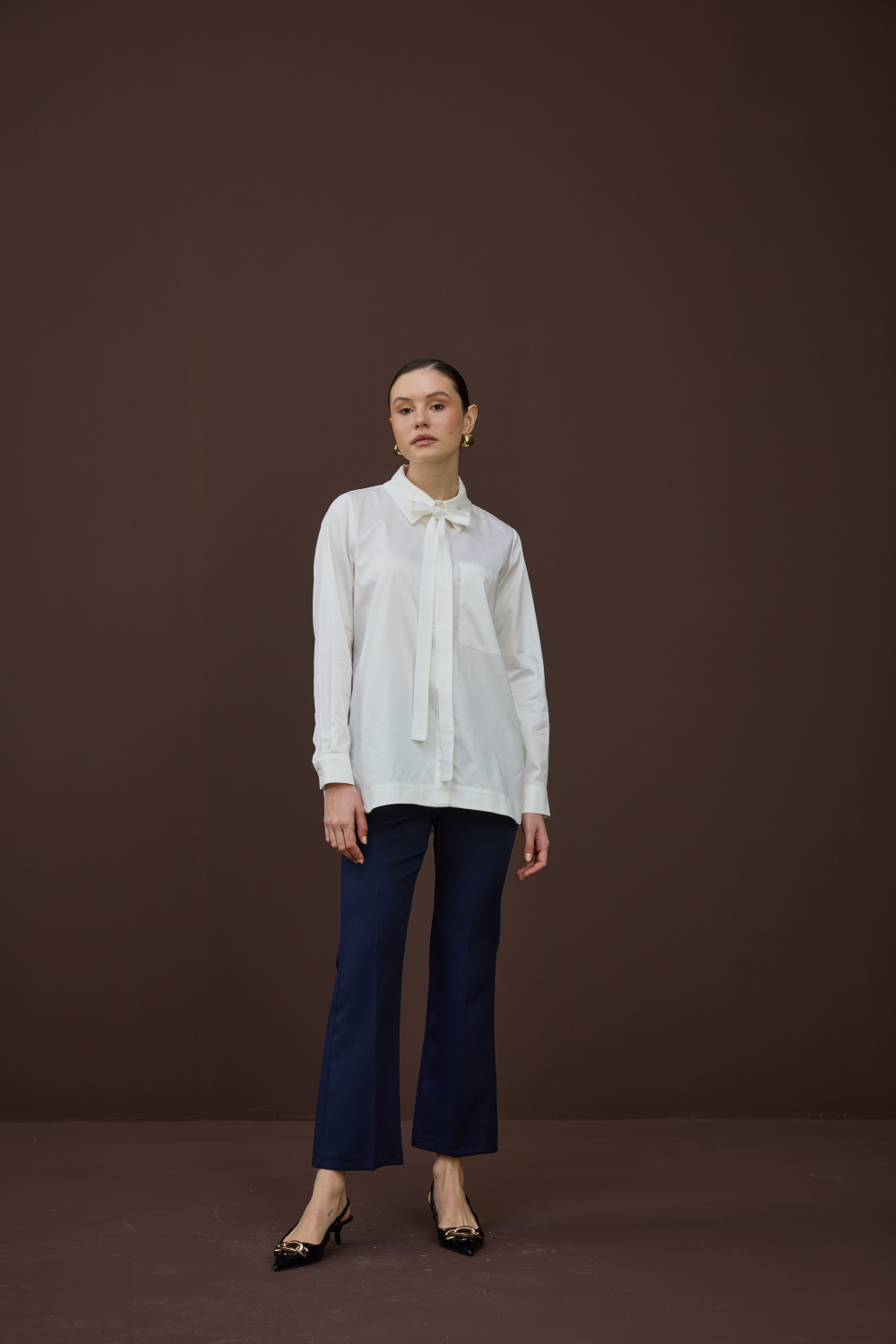 FULARLI GÖMLEK EKRU - 5