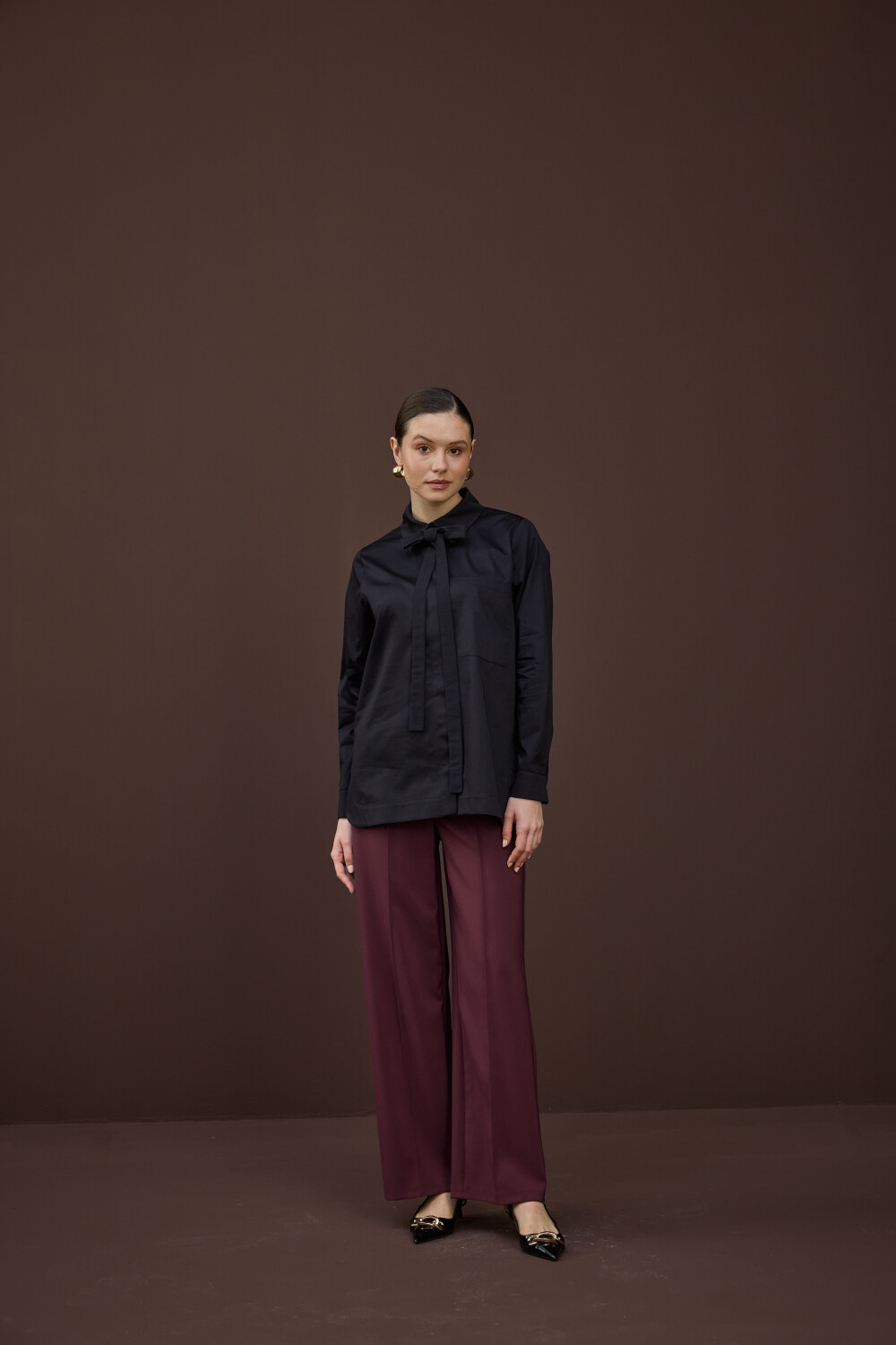 FULARLI GÖMLEK SİYAH - 3