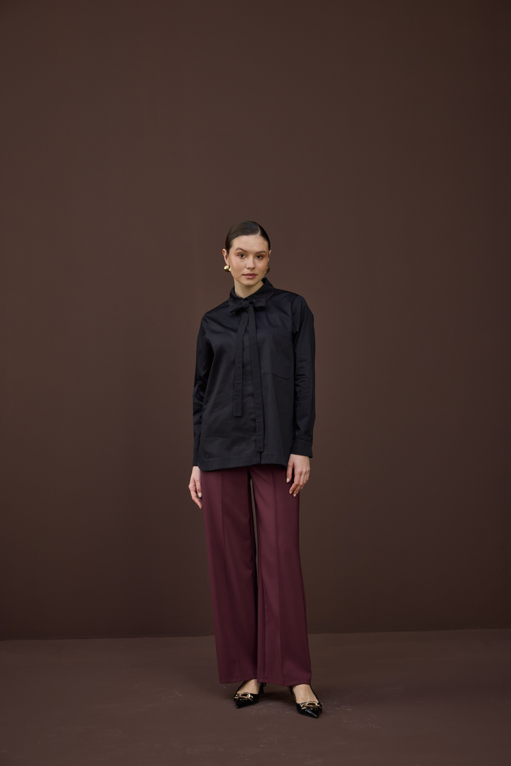 FULARLI GÖMLEK SİYAH - 3