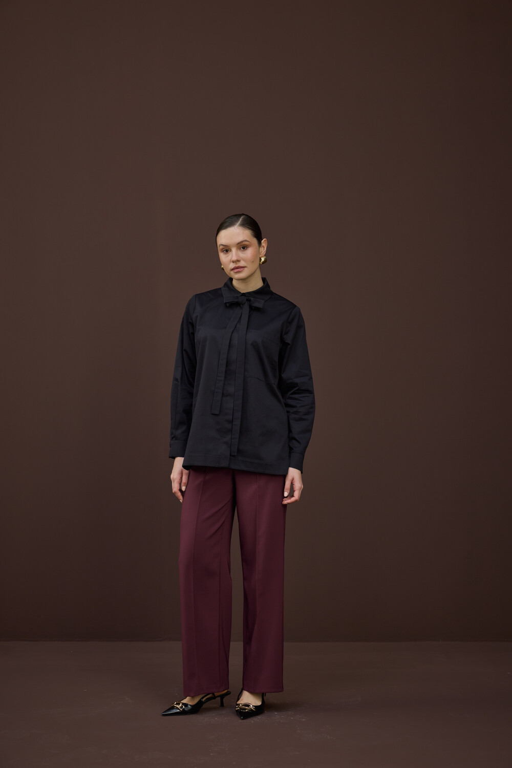 FULARLI GÖMLEK SİYAH - 4