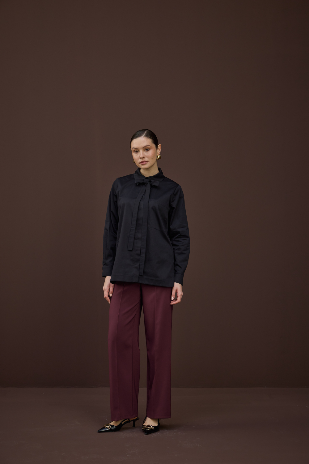 FULARLI GÖMLEK SİYAH - 4