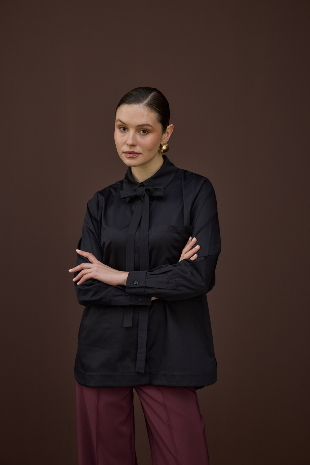 FULARLI GÖMLEK SİYAH - 5