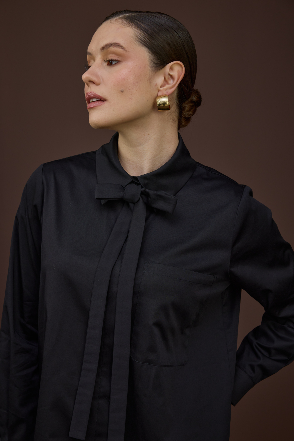 FULARLI GÖMLEK SİYAH - 6