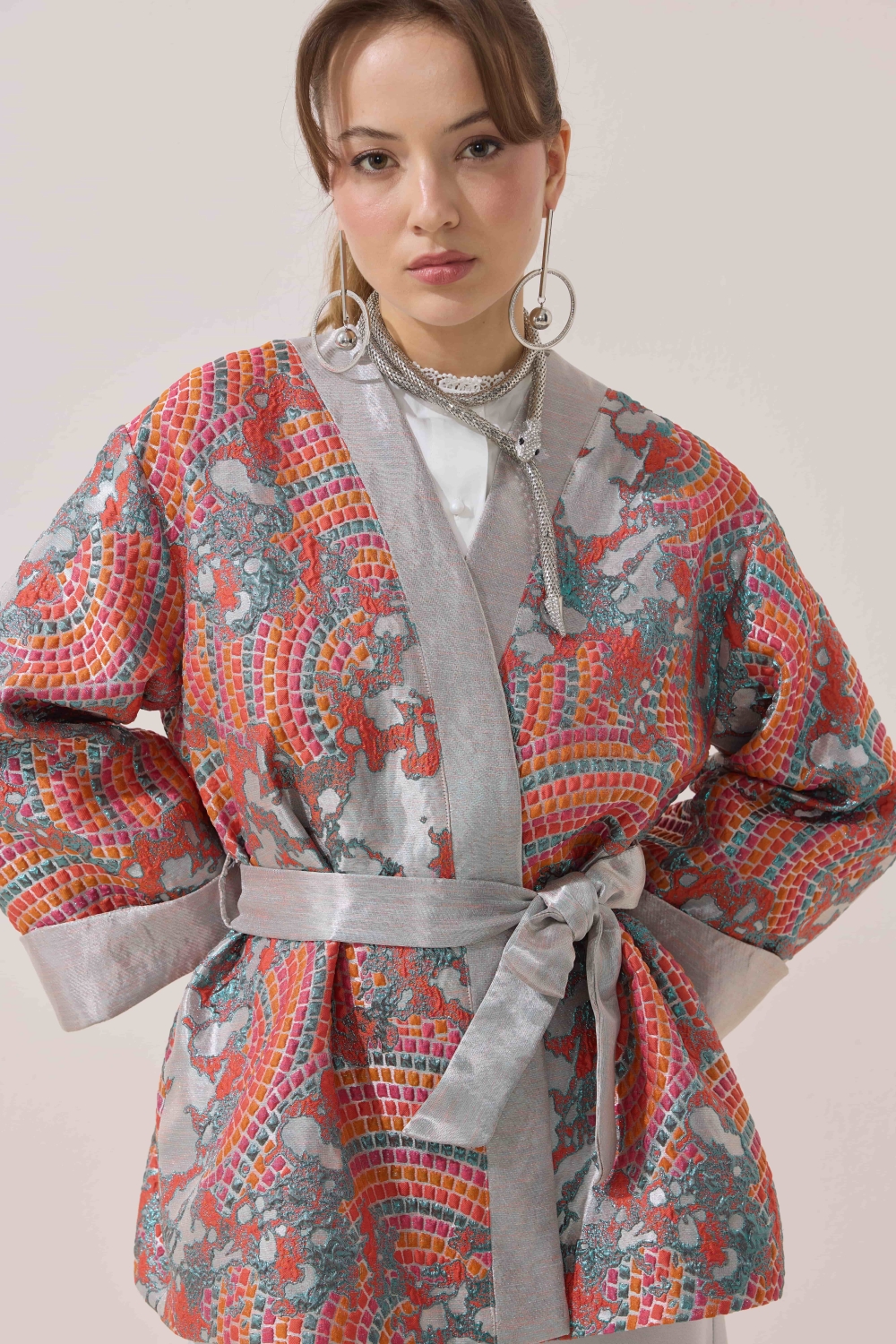 GARNİLİ JAKAR KİMONO MERCAN - 1