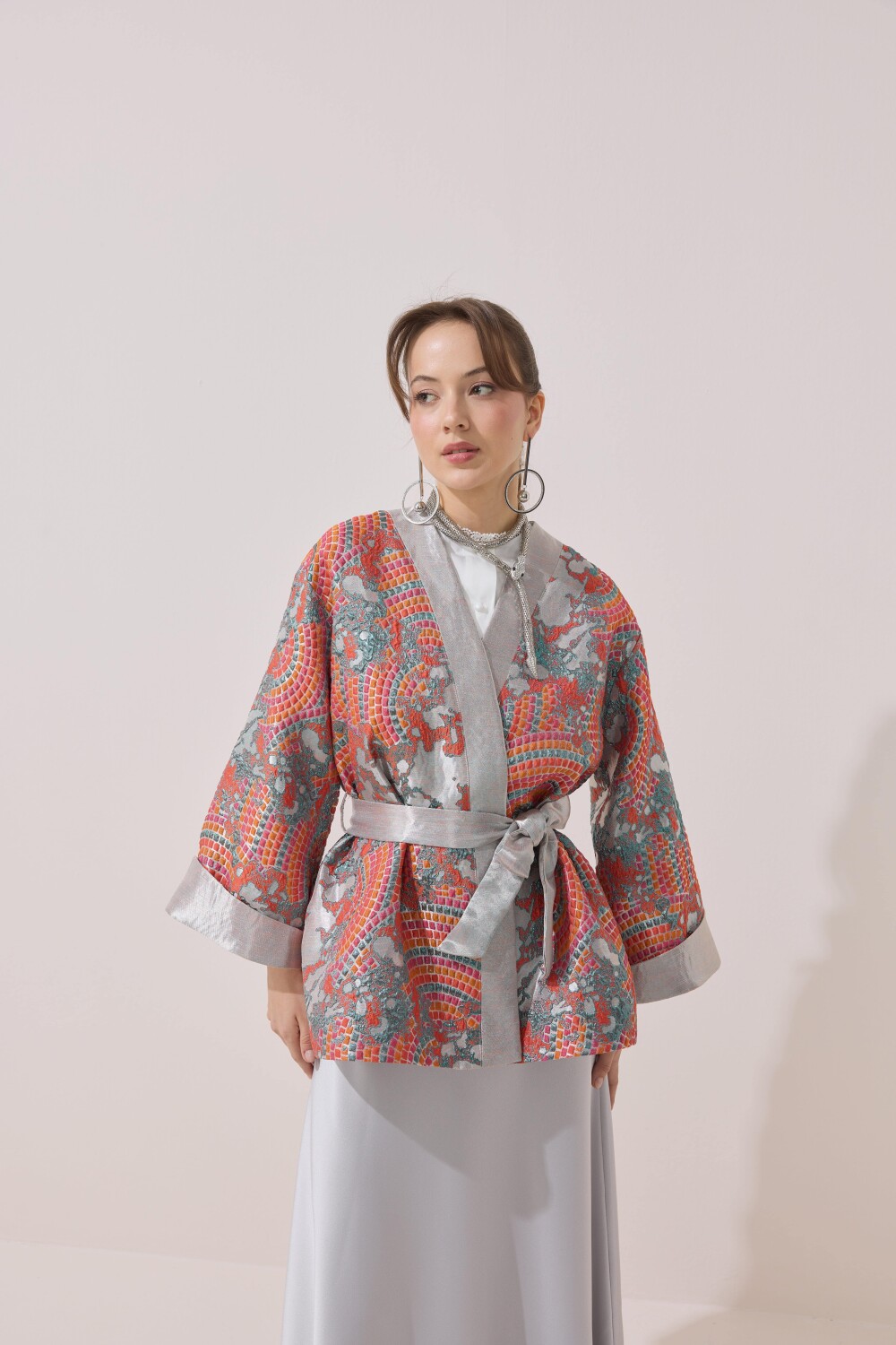 GARNİLİ JAKAR KİMONO MERCAN - 6