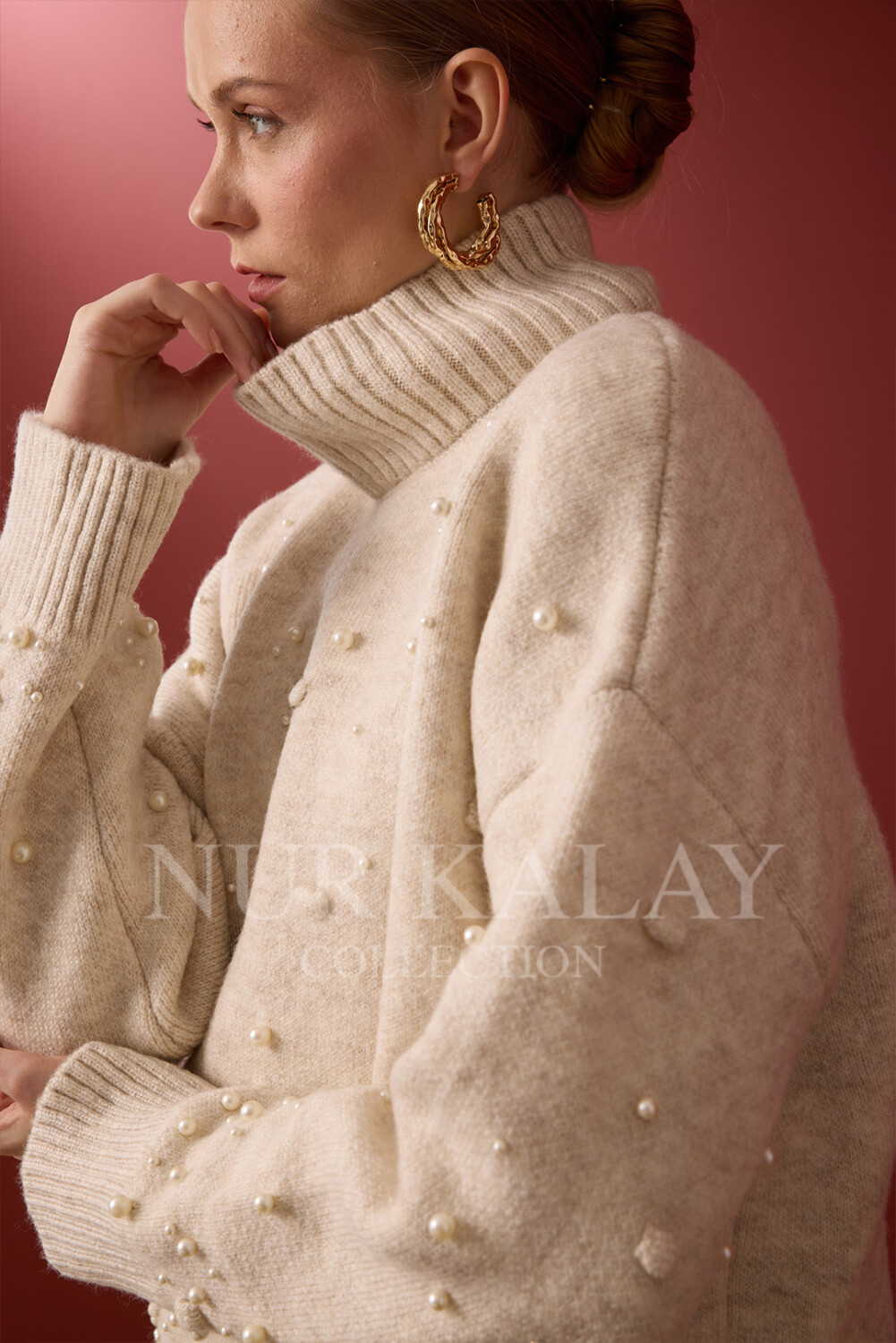 İNCİ DETAYLI TRİKO KAZAK MELANJ - 2