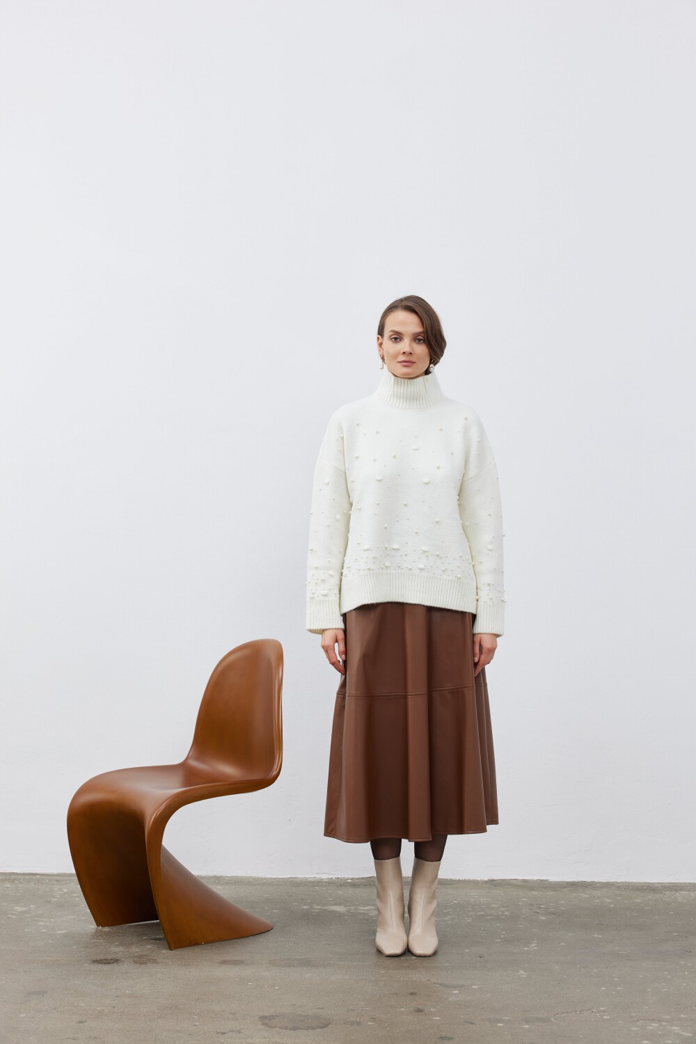 İNCİ DETAYLI TRİKO KAZAK - 