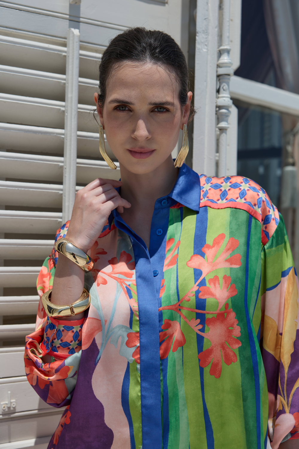 DESENLİ İPEK BLUZ - 5