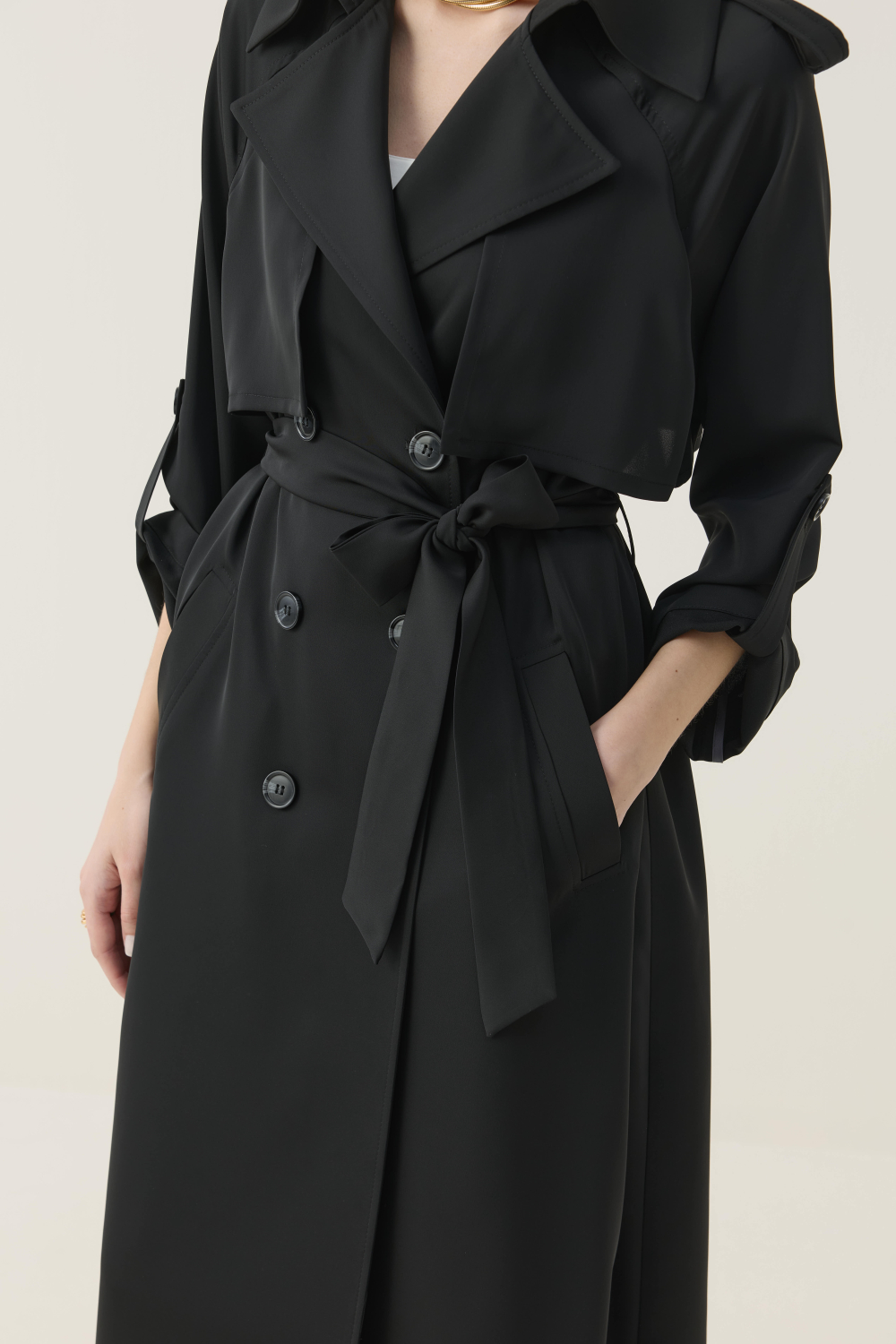 İPEKSİ DOKULU ASTARSIZ YAZLIK TRENÇKOT - 3