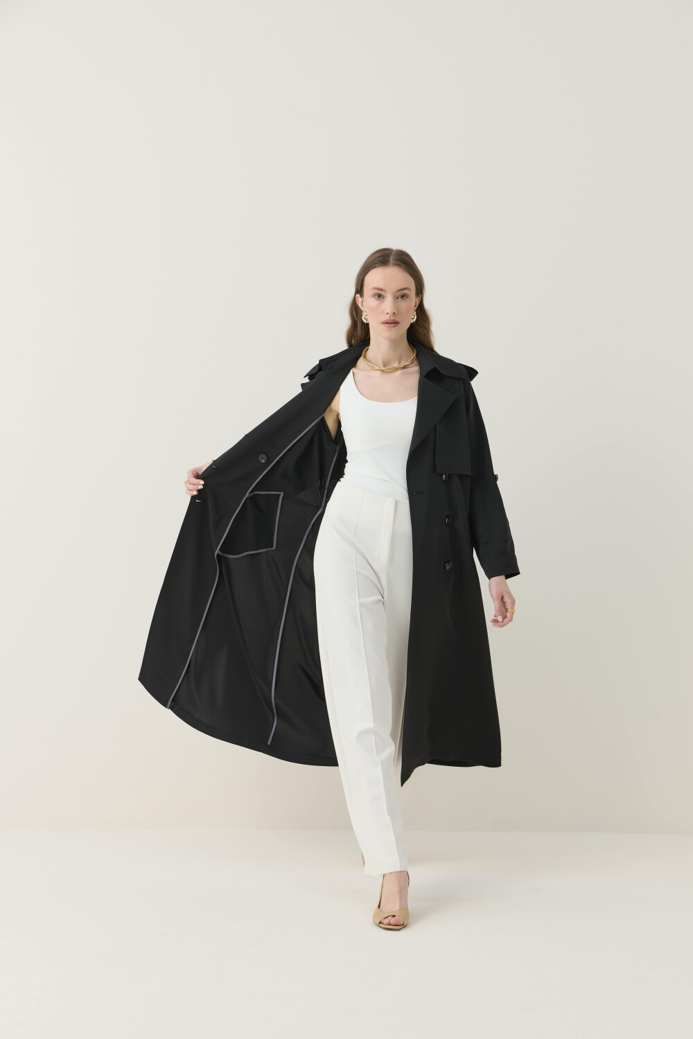 İPEKSİ DOKULU ASTARSIZ YAZLIK TRENÇKOT - 9