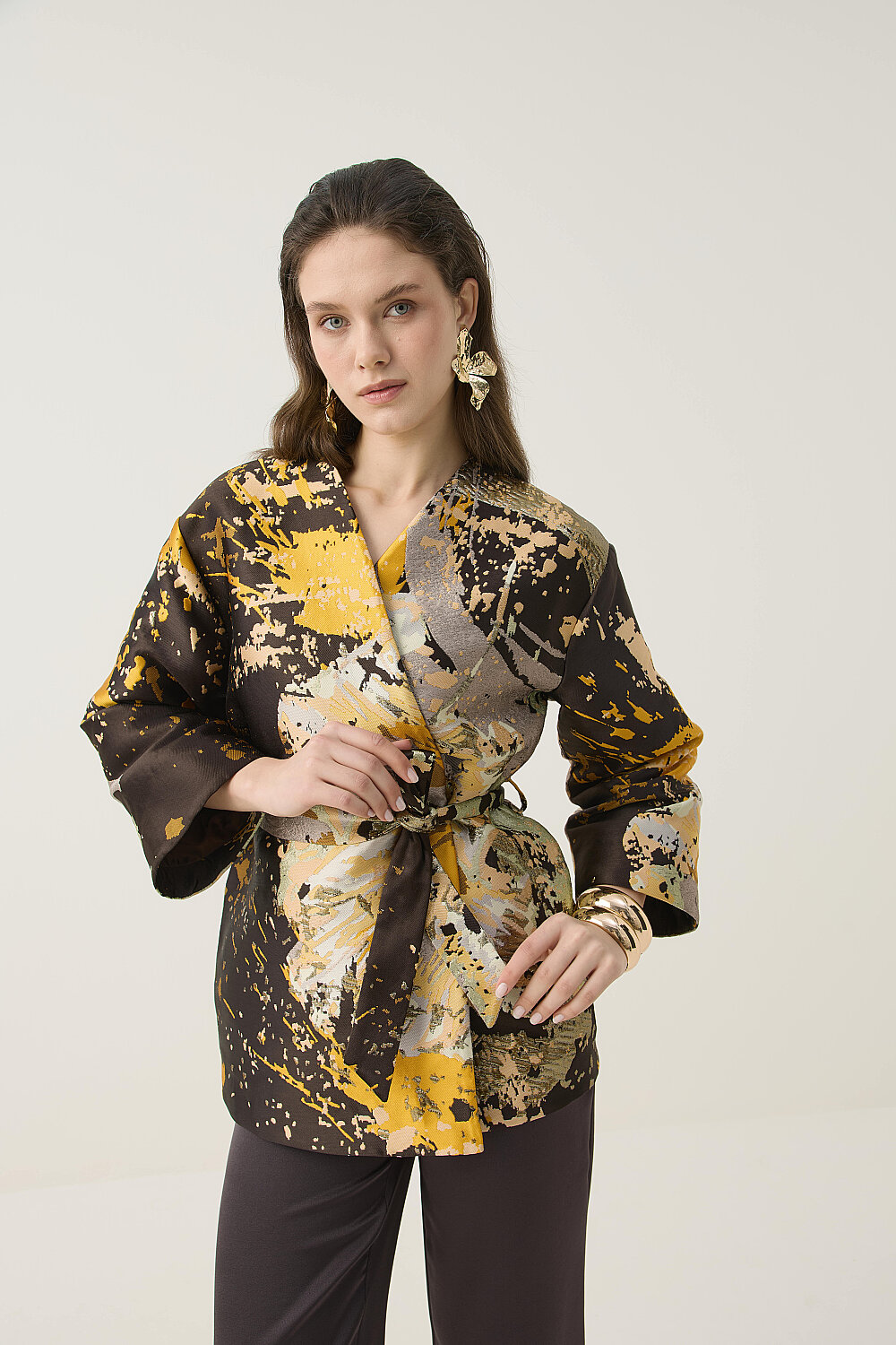 JAKAR KİMONO CEKET KAHVE - 5