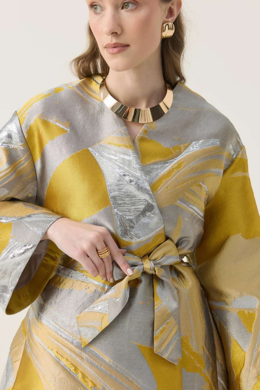 JAKAR KİMONO CEKET SARI - 4