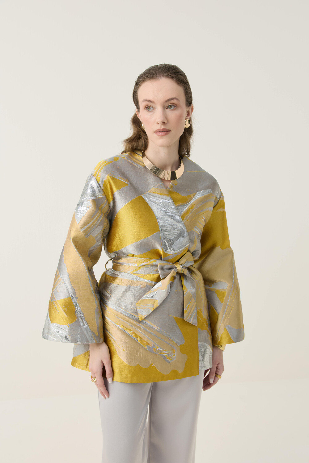 JAKAR KİMONO CEKET SARI - 5