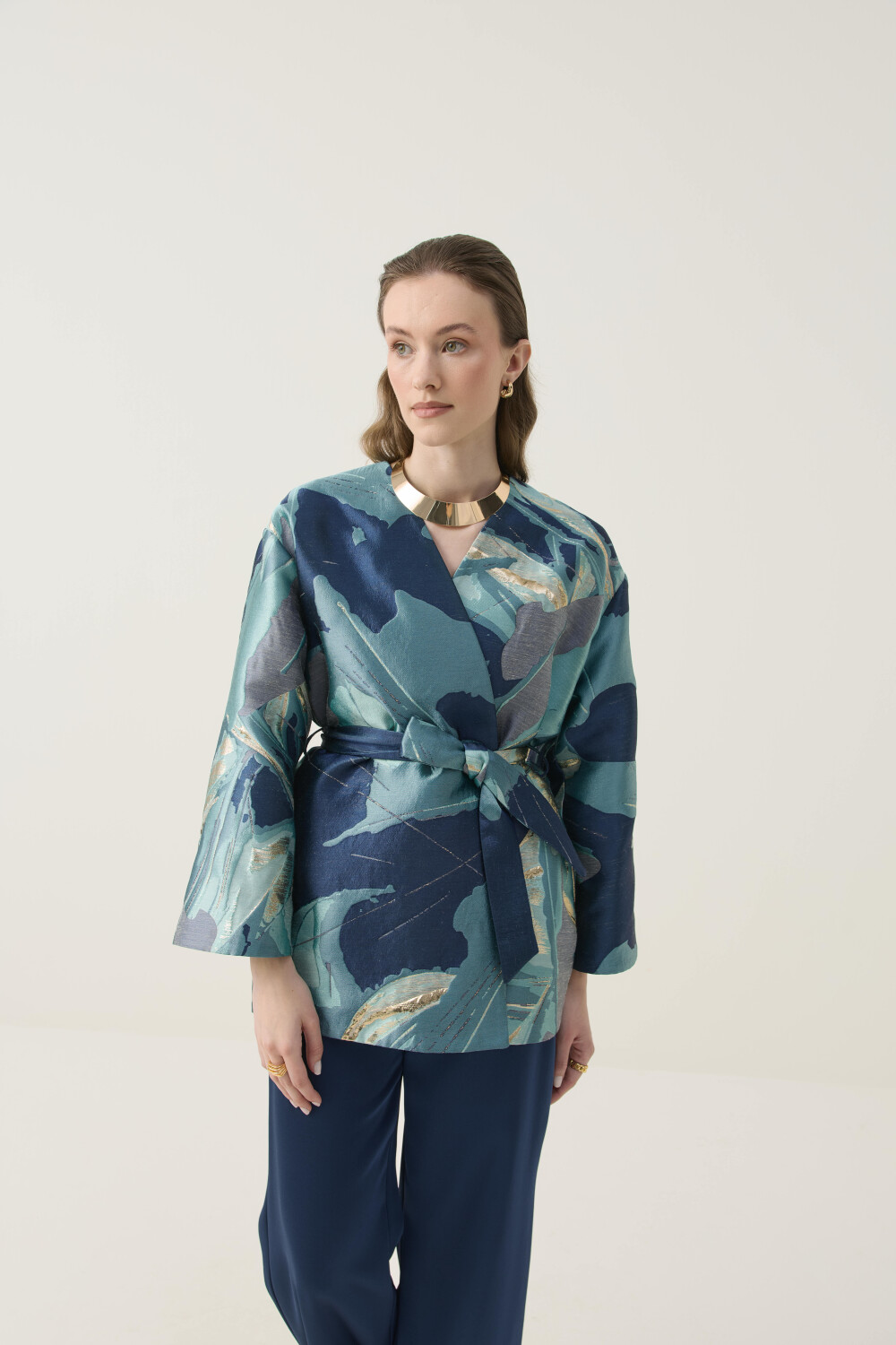 JAKAR KİMONO CEKET TURKUAZ - 5