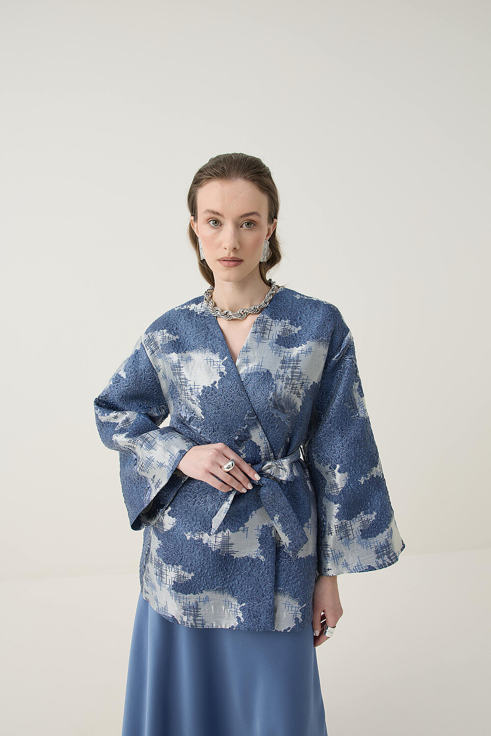 KİMONO CEKET MAVİ - 4