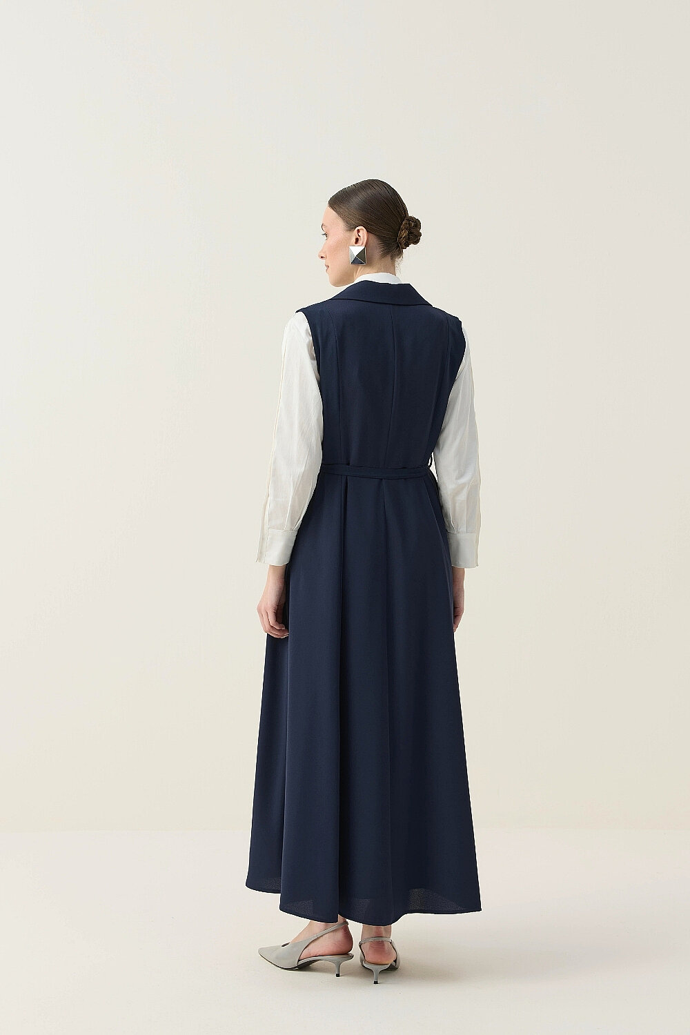 KREP KOLSUZ ELBİSE LACİVERT - 7