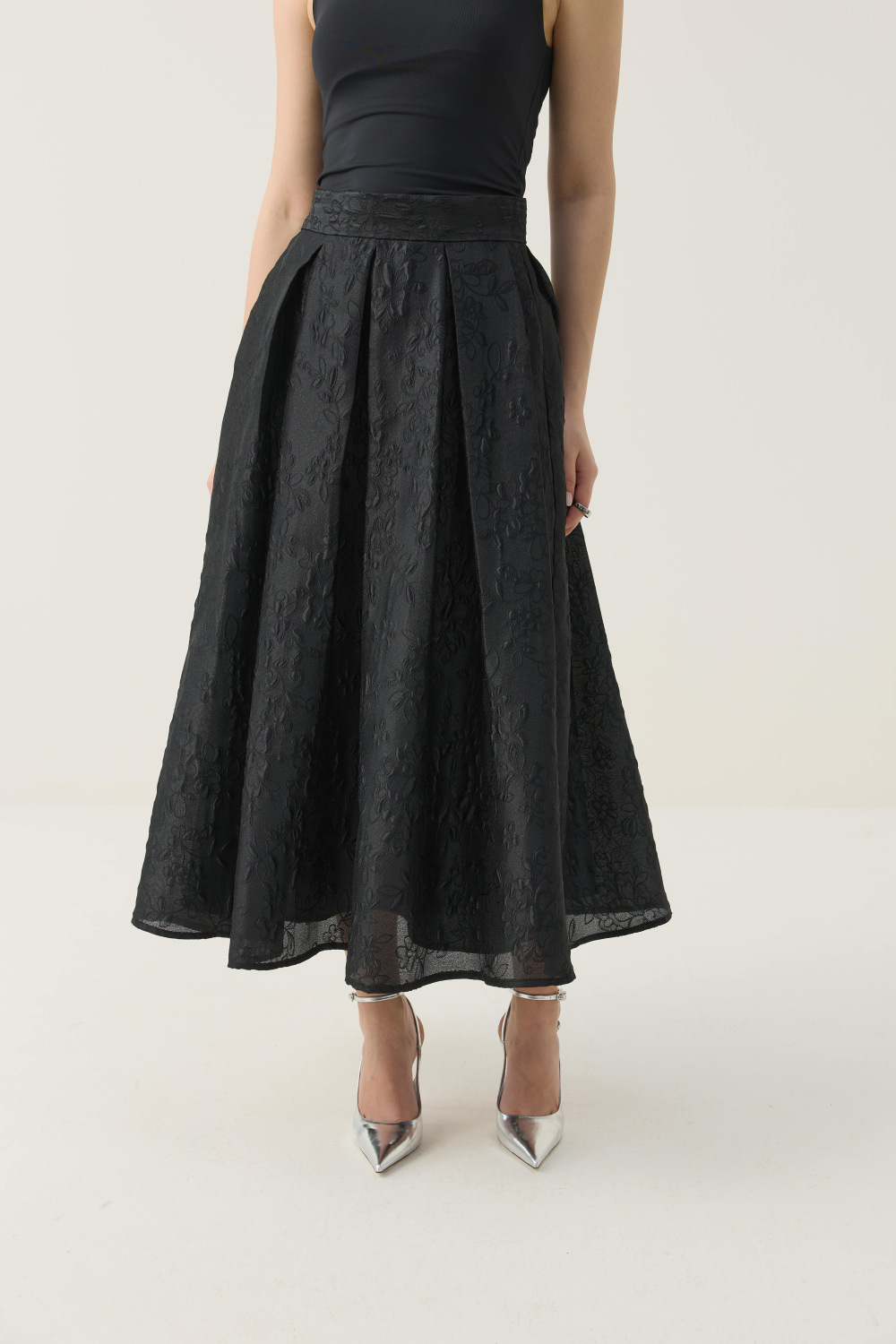 KRİSTAL DÜĞME DETAYLI JAKAR CEKET ETEK TAKIM SİYAH - 11