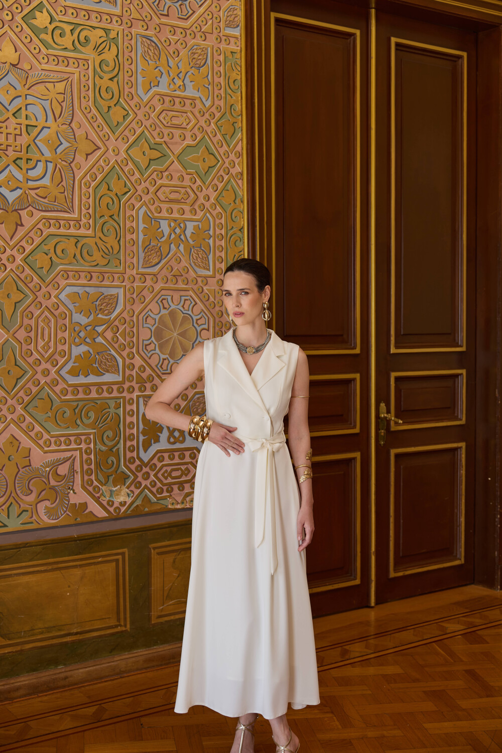 KRUVAZE ELBİSE EKRU - 