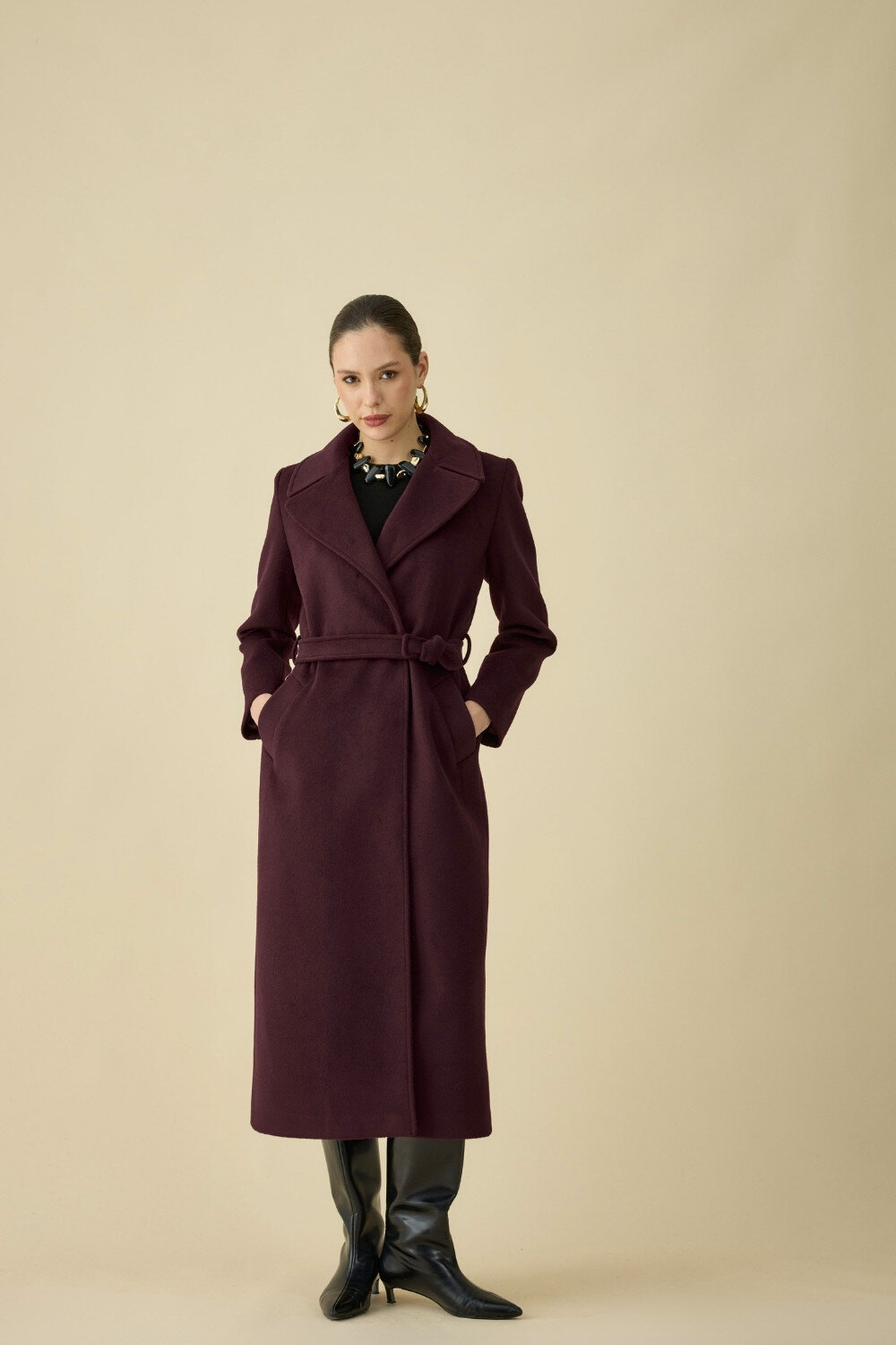 KÜRK YAKALI KABAN BORDO - 10