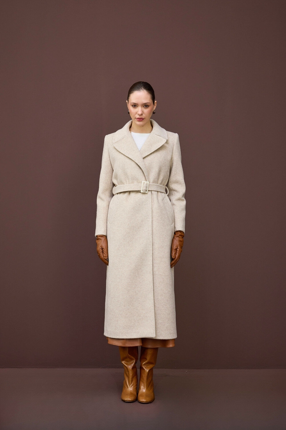 KÜRK YAKALI KABAN EKRU - 10