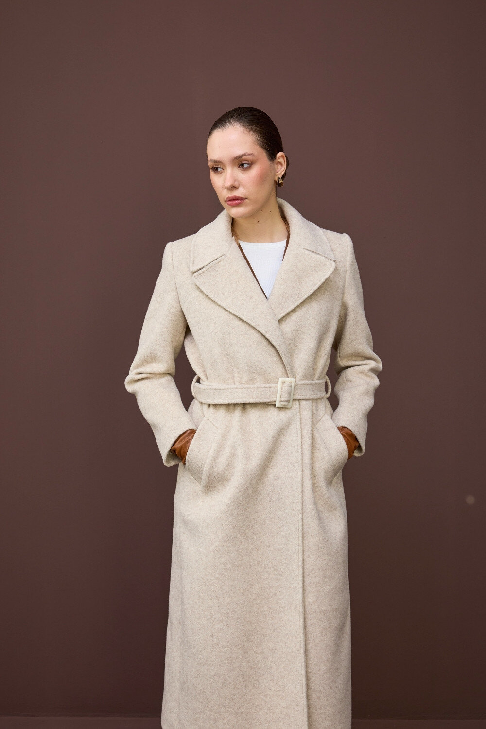 KÜRK YAKALI KABAN EKRU - 11