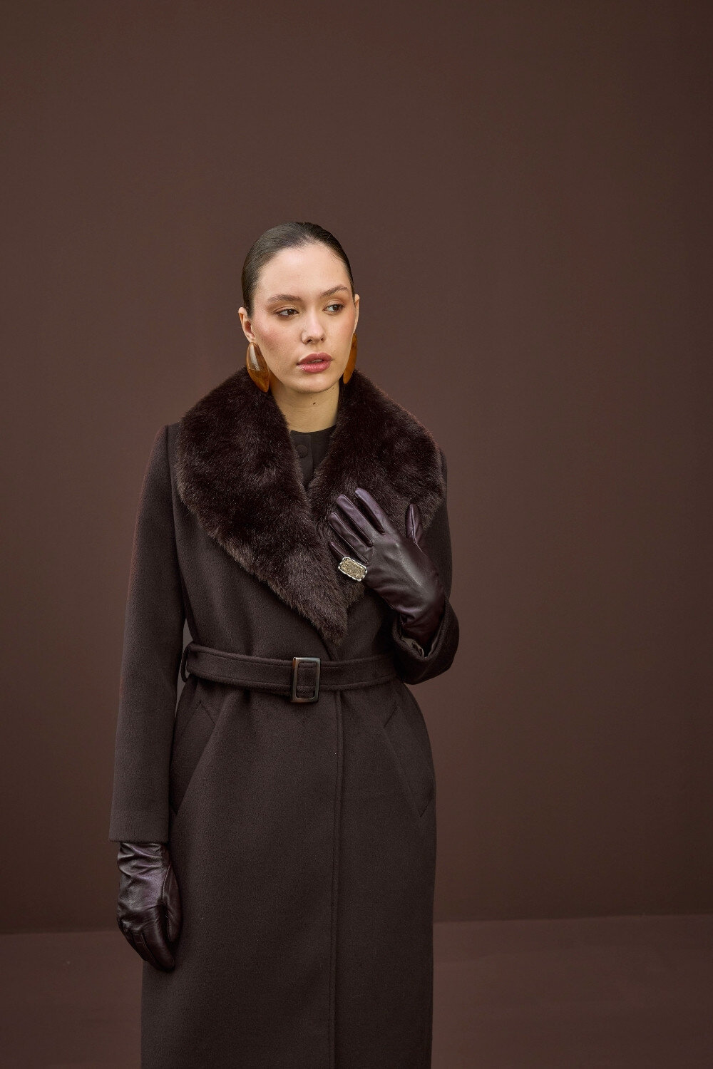 KÜRK YAKALI KABAN KAHVE - 8