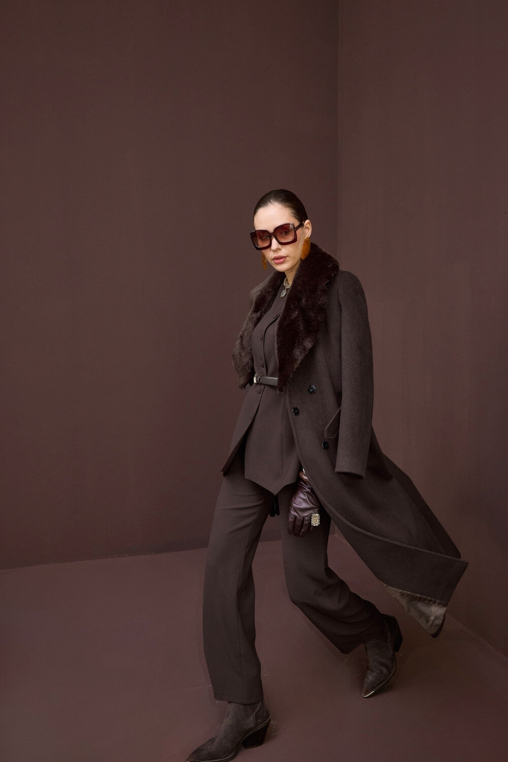 KÜRK YAKALI KABAN KAHVE - 4