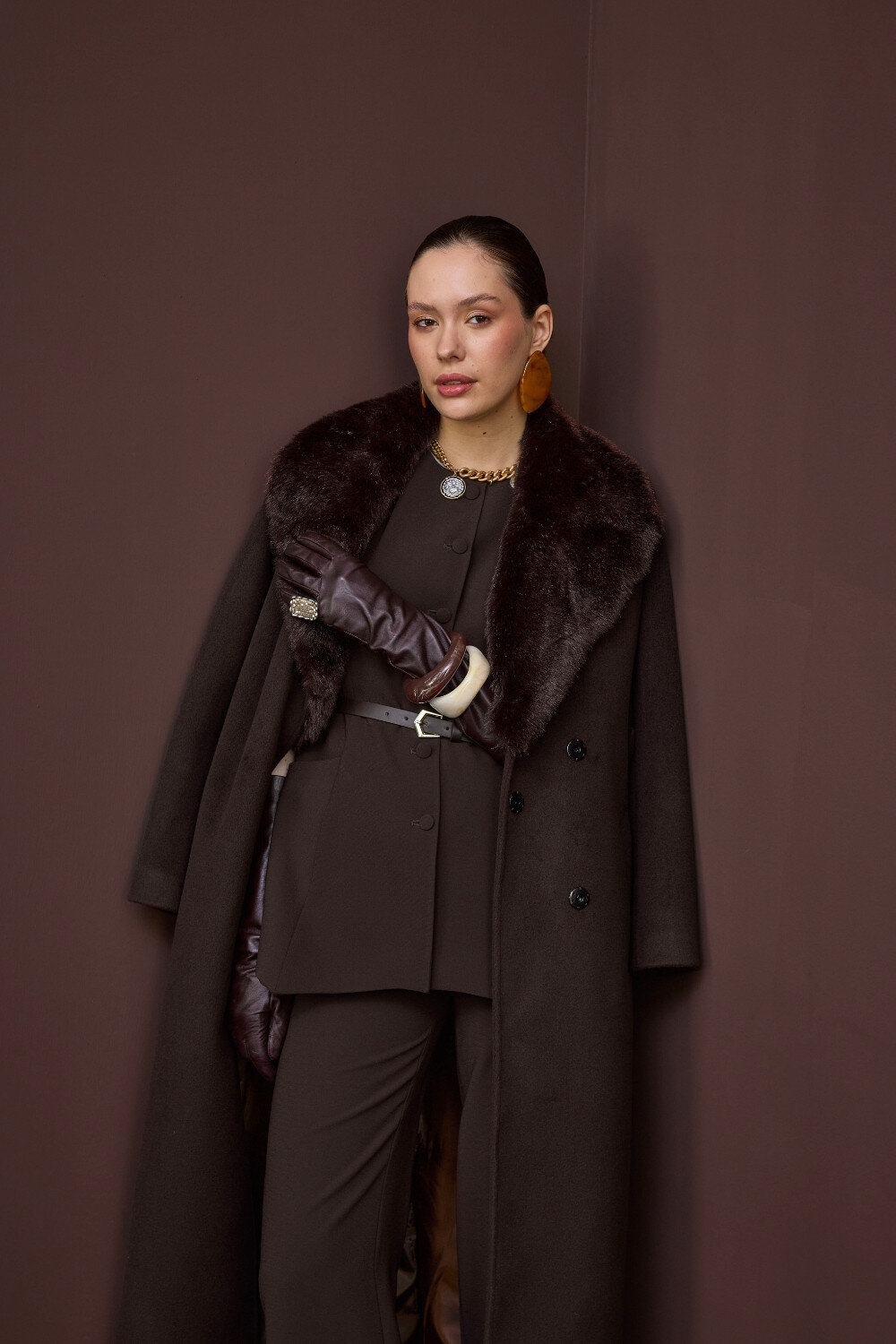 KÜRK YAKALI KABAN KAHVE - 11