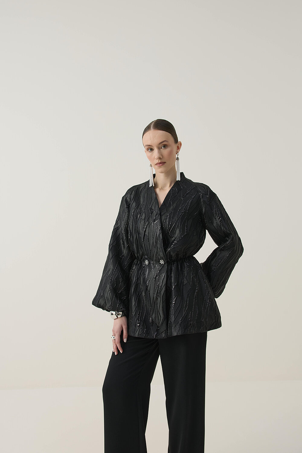 PREMİUM JAKAR KİMONO CEKET SİYAH - 4